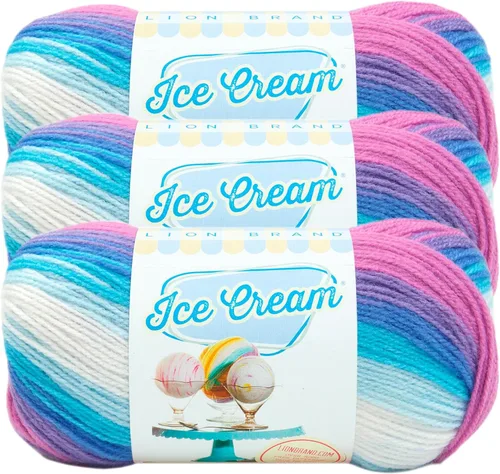 Miniatura 56 de Lion Brand Yarn, Hilo para Bebé Ice Cream para tejer, ganchillo y manualidades, Baseball Nut, 1 paquete, fibra acrílica colorida de peso DK