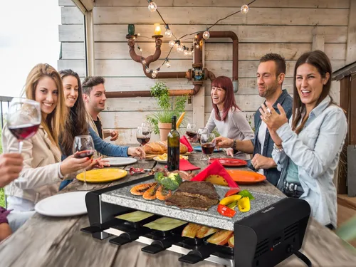 Miniatura 4 de TAMARIT Raclette - Parrilla eléctrica 3 en 1, portátil, barbacoa coreana interior con 8 paletas, apta para lavavajillas, parrilla antiadherente