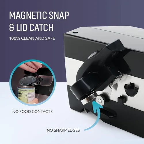 Miniatura 7 de Elitra - Abrelatas eléctrico 3 en 1 para debajo del gabinete, abrelatas y botellas automático de borde liso con moldeador de cuchillas, Negro