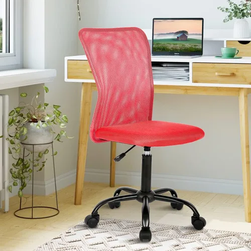 Miniatura 11 de Silla de oficina pequeña, silla de escritorio sin brazos con ruedas, silla ergonómica para computadora con soporte lumbar, silla giratoria de malla