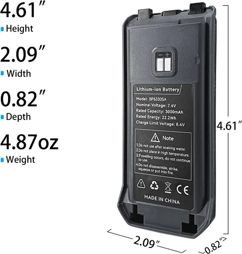 Miniatura 6 de Batería TK118, original TK11 (8) Radios Batería de repuesto 3000mAh USB-C recargable para Walkie Talkies UV-TK118 y radios portátiles