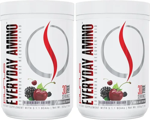 Purus Labs Everyday Amino BCAA Powder | Aminoácidos para hidratación y recuperación muscular | Sin azúcar y sin gluten | 30 porciones (cereza mora)