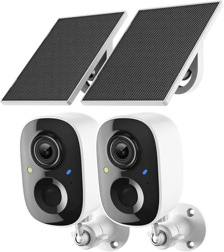Cámara de seguridad 2K inalámbrica para exteriores, cámaras WiFi alimentadas por energía solar para seguridad del hogar con detección de movimiento,