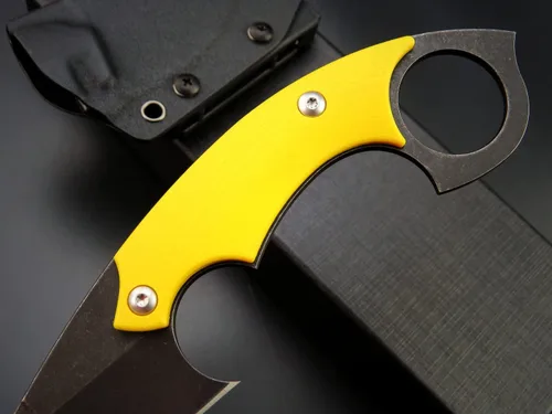 Miniatura 5 de C1118 Cuchillo de hoja fija, hoja D2 G10 mango EDC cuchillo de herramienta para acampar al aire libre, senderismo, pesca con funda kydex (amarillo)