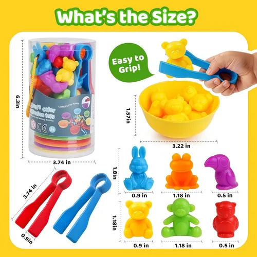 Miniatura 6 de Juegos de clasificación de animales por color con cuencos de clasificación Montessori sensorial, juguetes educativos tempranos para aprender