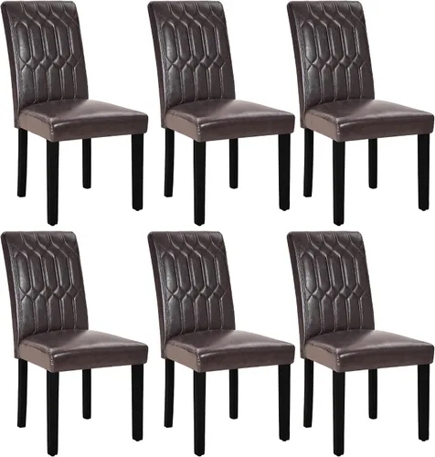 Miniatura 10 de VECELO Juego de 2 sillas de comedor tapizadas Parsons con asiento cómodo, patas de madera maciza con almohadillas de goma, para sala de estar