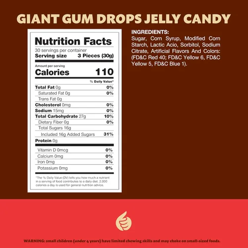 Miniatura 2 de Gum Drops Paquete de 2 libras Caramelos de gelatina gigante de gominolas Surtido de sabores de frutas y regaliz Caramelo de gotas de goma
