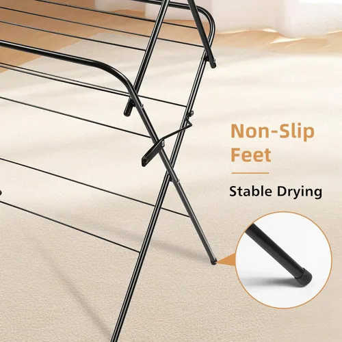 Miniatura 7 de Tendedero plegable para ropa Escurridor portátil plegable para ropa Uso para interiores y exteriores Ahorro de espacio Negro 54 x 24 x 17