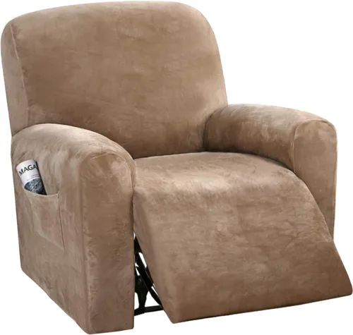 H.VERSAILTEX Fundas elásticas de terciopelo para sillón reclinable, fundas para silla reclinable estilo de 4 piezas, funda para sillón reclinable,