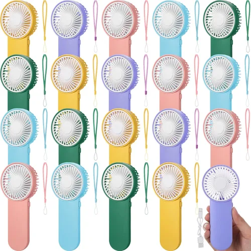 Miniatura 41 de Sumind 6 unidades de pequeño ventilador portátil personal pequeño a granel de 1 velocidad eléctrico lindo alimentado por batería para el cuello