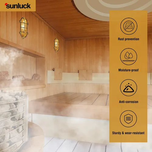 Miniatura 6 de Sunluck Luz de mamparo de latón, lámpara de pared náutica ovalada de rejilla, pantalla, iluminación de montaje en techo, luz de sauna impermeable