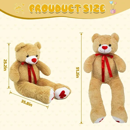 Miniatura 4 de Oso de peluche gigante de 43.3 pulgadas con almohada de corazón suave, animal de peluche, regalo del día de San Valentín (azul, 43.3 pulgadas)