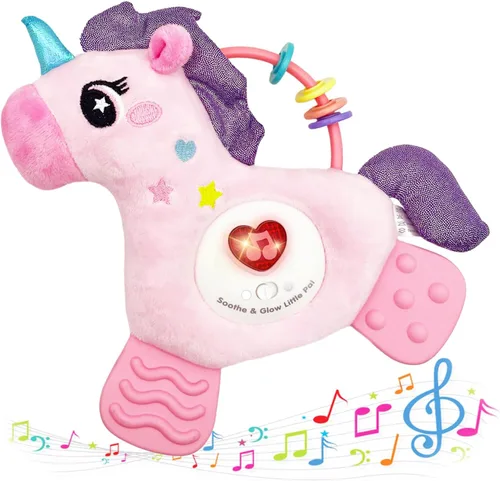 Miniatura 8 de Juguetes suaves de actividad musical para bebés con sonido y luz, juguetes sensoriales para desarrollo infantil con mordedor, sonajero y texturas