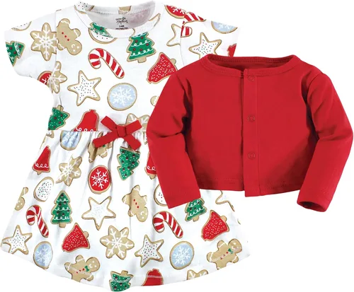 Miniatura 3 de Touched by Nature Baby Girl One Size Organic Cotton Dress and Cardigan