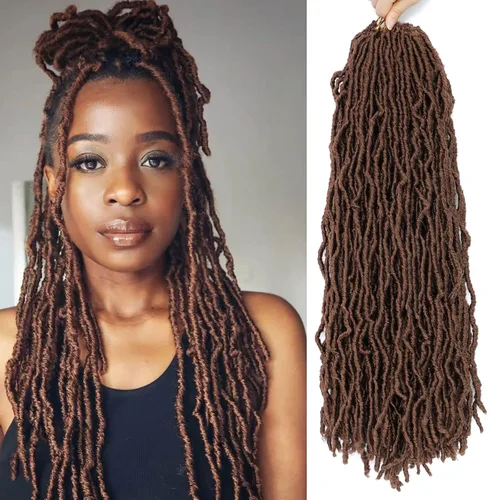 Miniatura 8 de Extensiones de cabello de ganchillo suaves de 22 pulgadas, 7 paquetes de rastas sintéticas preenlazadas para mujeres negras, extensiones de cabello