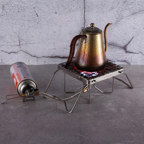 Miniatura 8 de Campingmoon - Parrilla plegable portátil para fogata sobre fuego, estufas divididas de acero inoxidable 304 (alambre de rejilla (MS-1011))