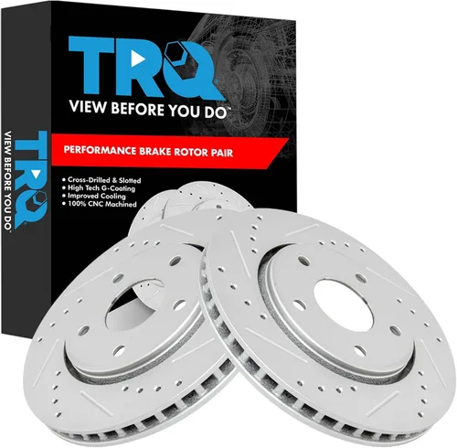 Miniatura 404 de TRQ Juego de rotores de freno de rendimiento trasero con revestimiento G premium compatible con Mazda 6 2014-2021
