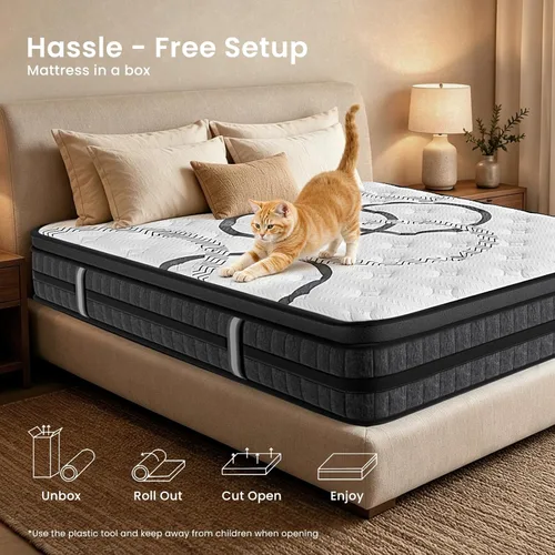 Miniatura 8 de Twin Mattress, 10 Inch Twin Mattress - Hybrid Memory Foam & Pocket Springs for Pressure Relief, Fiberglass Free, Motion Isolation, CertiPUR-US &