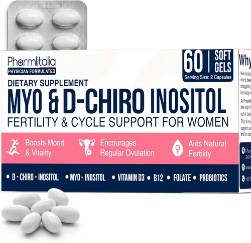 Suplemento de mio-inositol y D-Chiro inositol para mujeres | Equilibrio hormonal y apoyo ovárico saludable | Mezcla de mio-inositol 40:1 con folato,