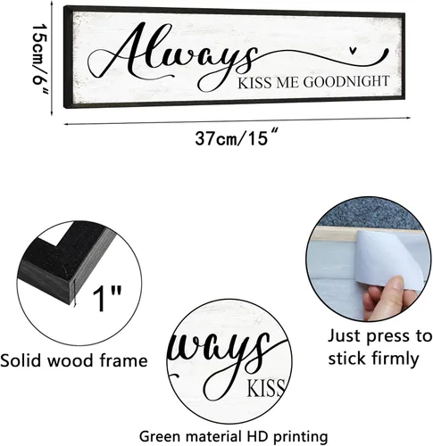 Miniatura 7 de YPY Letrero con texto en inglés "Always Kiss Me Goodnight" (Always Kiss Me Goodnight): pintura que absorbe el sonido, arte de pared – Decoración