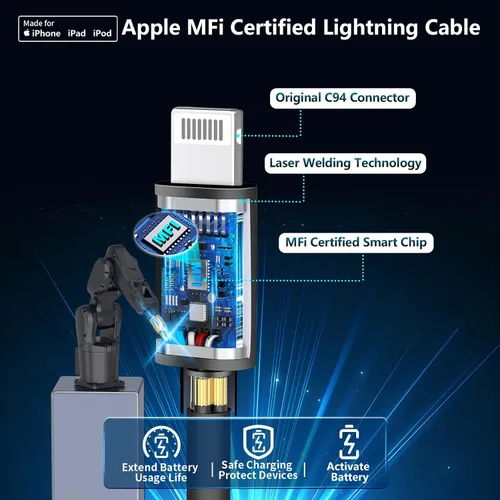 Miniatura 2 de Rombica [Apple MFi Certified] iPhone Fast Car Charger, 52.5W USB-C PD&QC3.0 Car Power Cigarette Lighter USB Charger Adapter with 2Pack Lightning
