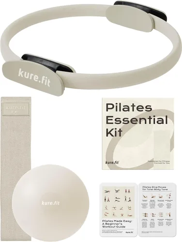 Miniatura 23 de Kit de pilates para mujer - Juego de equipo de pilates para el hogar con anillo, pelota y bandas de resistencia Kit de pilates con accesorios