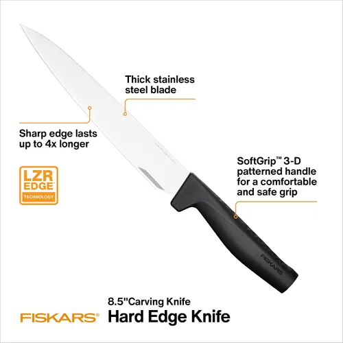Miniatura 2 de Fiskars Cuchillo de tallar de 8.5 pulgadas de borde duro, hoja de acero inoxidable japonesa que se mantiene afilada para el uso diario, mango