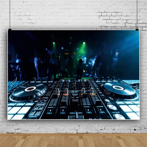 Miniatura 6 de Yeele Telón de fondo de discoteca para club nocturno, fiesta musical de neón de los años 90, escenario brillante con luces, decoración de pared