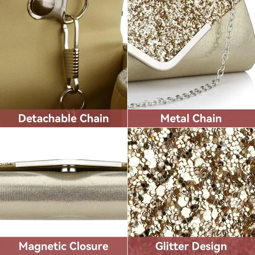 Miniatura 4 de Bolsa de noche para mujer, bolso de mano para fiesta, bolso de hombro para boda