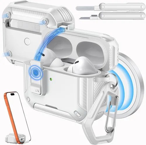 Miniatura 18 de MoKo for AirPods Pro 2 Case with Lock - Compatible with MagSafe, Phone Stand & Auto Pop-up for AirPods Pro 2nd/1st Generation Case, Military-Grade