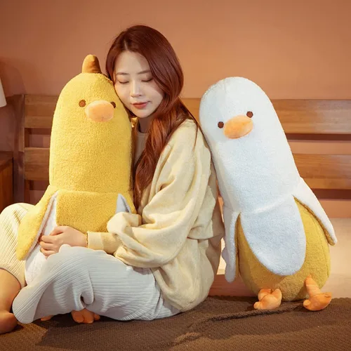 Miniatura 5 de Peluche de pato de plátano de 13.7 pulgadas, lindo animal de peluche de plátano, almohada larga de felpa de pato plátano, divertida almohada