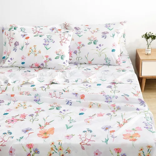 Miniatura 19 de BYSURE Juego de sábanas estampadas de reno y árbol de Navidad, 6 piezas (tamaño King, árbol de Navidad), ropa de cama de microfibra con bolsillo