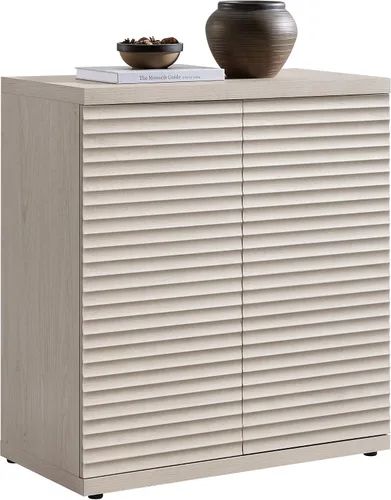 Miniatura 11 de SICOTAS Gabinete Buffet con Almacenamiento Aparador de Acento Credenza Moderna con Puertas y Estantes Consola de Medios Acanalada Mesa de Bar