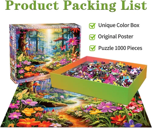 Miniatura 5 de Rompecabezas para adultos de 1000 piezas para adultos, rompecabezas de 1000 piezas, 1000 piezas, bosques coloridos, flores y plantas exóticas