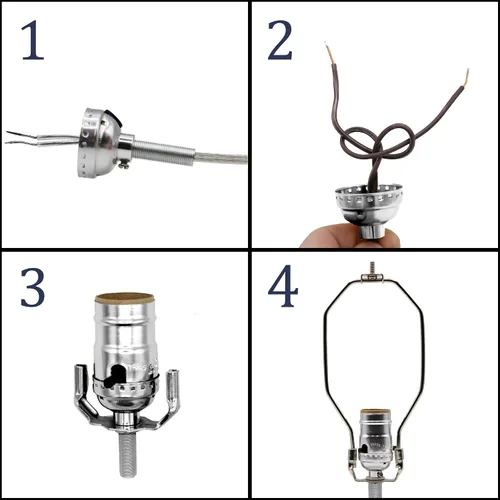 Miniatura 4 de Creative Hobbies Kit para hacer una lámpara o reparar - Todo el hardware esencial, socket de 3 vías y cable eléctrico a juego (Antiguo)