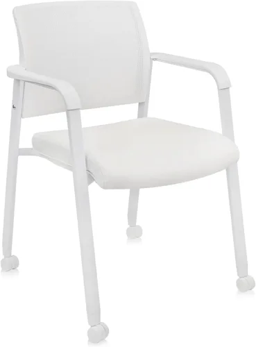 Miniatura 12 de CLATINA Sillas de oficina apilables para recepción de invitados con brazo, silla de sala de espera con respaldo de malla con asiento de tela Negro