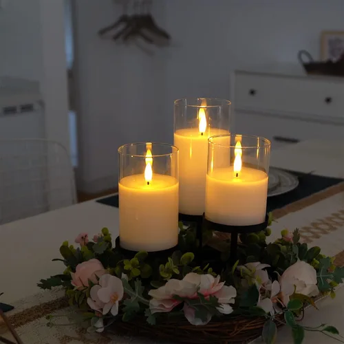 Miniatura 5 de Amagic Velas de cristal transparente sin llama que funcionan con pilas, temporizador, control remoto, velas LED de pilar, funcionan