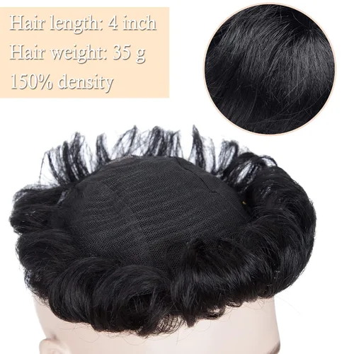 Miniatura 4 de SEGO Men's Toupee Human Hair Topper for Women With Short Hair 150% Density 16x19cm Mono Base 100% Human Hair 4 Inch Short Curly Hairpiece