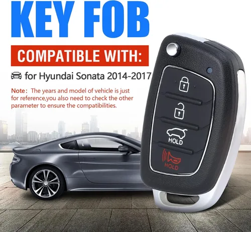 Miniatura 2 de Keymall Reemplazo de llavero remoto de entrada sin llave para Hyundai Sonata 2014 2015 2016 2017 433MHz 4 botones