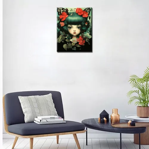 Miniatura 2 de Exquisitas muñecas y mariposas DIY pintura por números para adultos principiantes, estilo único, pintura de flores por número sobre lienzo con Obras
