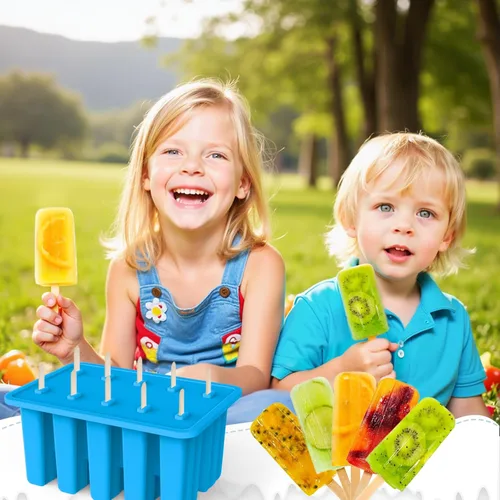 Miniatura 6 de Miaowoof Moldes caseros para paletas de hielo, fabricante de paletas de hielo de silicona de 10 cavidades sin BPA, con 50 palitos, 50 bolsas, 10