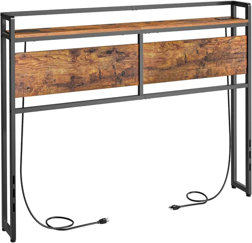 Miniatura 12 de HOOBRO Cabecera tamaño King, cabecera con 2 salidas y 4 puertos USB, altura ajustable, estante de almacenamiento, resistente y estable, fácil Gris