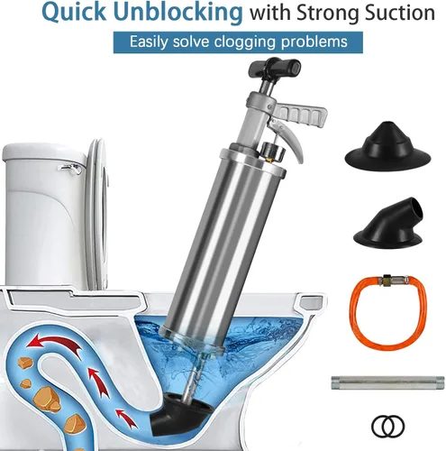 Miniatura 2 de Desatascador de Inodoro Cinético Portátil de Alta Presión Bomba Desatascadora de Desagües de Aire para Inodoros del Baño Ducha Cocina Tuberías