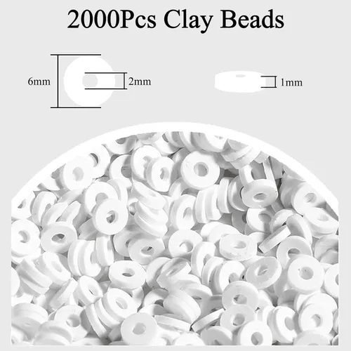 Miniatura 3 de 2000 cuentas de arcilla negra cian para hacer pulseras, cuentas planas redondas de arcilla polimérica de 0.236 pulgadas (0.236 in), cuentas Heishi