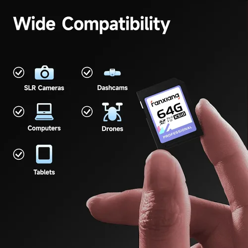 Miniatura 3 de fanxiang Tarjeta de memoria SDXC de 64 GB, UHS-I, C10, U3, V30, video Full HD y 4K, hasta 100/45 MB/s de lectura/escritura, para entusiastas