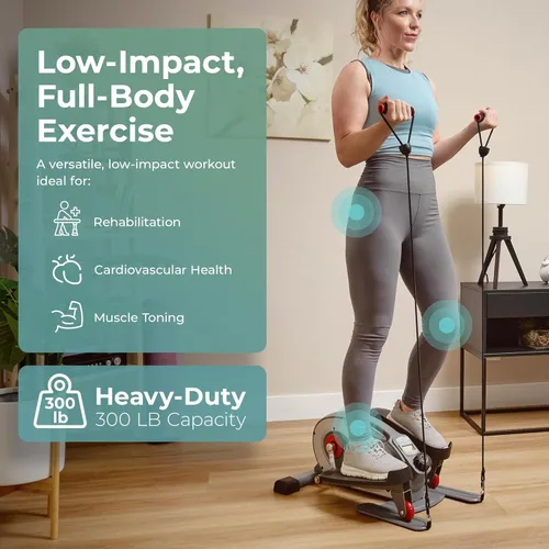 Miniatura 2 de Sunny Health & Fitness Under Desk Elliptical Machine, Portable Sitting or Stand Peddler Exerciser for Seniors Home Office, SunnyFit App Access via