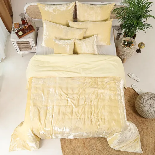 Miniatura 29 de Sophia-Art - Juego de 3 piezas de ropa de cama de terciopelo de rayón ultra lujo, funda de edredón boho de un solo color, funda de colcha