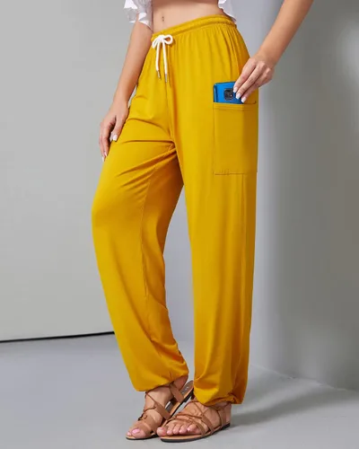 Miniatura 7 de QIANXIZHAN Pantalones de harén para mujer, pantalones hippie palazzo, pantalones bohemios, ropa de yoga con bolsillos