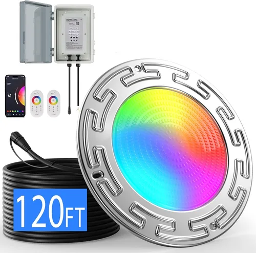 Miniatura 8 de Luces de piscina LED WiFi Spa de 60 pies y 6 pulgadas para piscina enterrada con triple control (control remoto/aplicación/controlador), luz