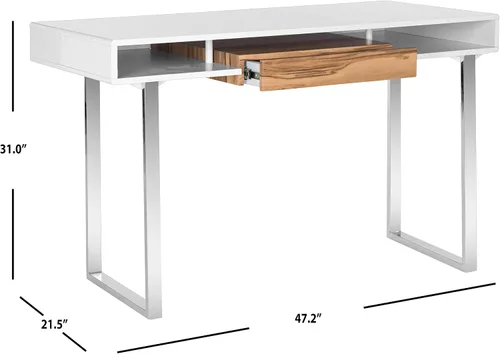 Miniatura 3 de Safavieh Home Collection Metropolitan - Escritorio para computadora blanco y cromado
